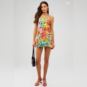 Show Me Your MuMu Lauren Tie Mini Dress in Mimosa Blooms sz M